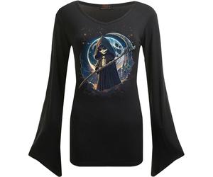 Spiral Direct REAPERETTE - V Neck Goth Sleeve Top Black - XL - Screen - Screen