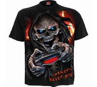 Spiral Direct Respawn Video Game Gamer Skull Fire Goth Punk T Shirt T183M101