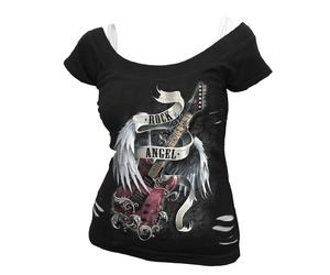 Spiral Direct ROCK ANGEL - 2in1 White Ripped Top Black - XXL - Screen
