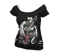 Spiral Direct ROCK ANGEL - 2in1 White Ripped Top Black - XXL - Screen - Screen