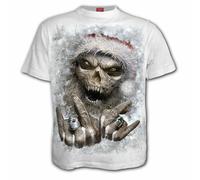 SPIRAL DIRECT ROCK SANTA WHITE T Shirt/Biker/Hand/Santa/Skull/XmasTee/Top