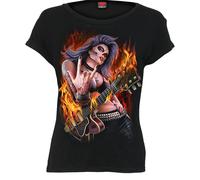Spiral Direct ROCKING THE DEAD - Boatneck Cap Sleeve Top Black - S - Screen - Screen