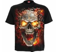 Spiral Direct Skull Blast Skeleton Explosion Fire Flame Goth T Shirt T152M101