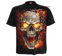 SPIRAL DIRECT SKULL BLAST T-Shirt/Tattoo/Skull/Goth/Flames/Metal/Reaper/New/Top