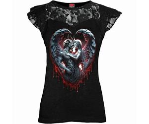 Spiral Direct SOLEMN VOW - Lace Layered Cap Sleeve Top Black - L - Digital - Digital