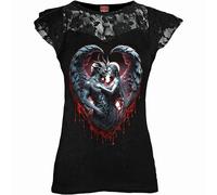 Spiral Direct SOLEMN VOW - Lace Layered Cap Sleeve Top Black - M - Digital - Digital