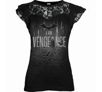Spiral Direct THE BATMAN - I AM VENGEANCE - Lace Layered Cap Sleeve Top Black - M - Digital