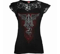 Spiral Direct THE DEAD - Lace Layered Cap Sleeve Top Black - 3XL - Digital - Digital