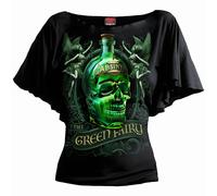 Spiral Direct THE GREEN FAIRY - Boat Neck Bat Sleeve Top Black - XXL - Digital - Digital