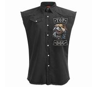 Spiral Direct TOP DOG - Sleeveless Stone Washed Worker Black - XXL