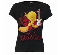 Spiral Direct TWEETY - THIS CHICK ROCKS - Boatneck Cap Sleeve Top Black - XL - Digital - Digital