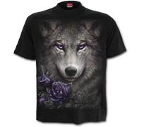 Spiral Direct WOLF ROSES FRONT PRINT T-SHIRT/Wolves/Tribal/Native/Unisex/Top/Tee