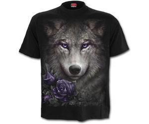 Spiral Direct WOLF ROSES FRONT PRINT T-SHIRT/Wolves/Tribal/Native/Unisex/Top/Tee