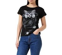 Spiral Direct Women's Bright Eyes - Boatneck Cap Sleeve Top Black Regular Fit T - Shirt, Black (Black 001), 20 (Manufacturer Size:XL)