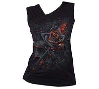 Spiral - BURNT ROSE - Gathered Shoulder Slant Vest Black