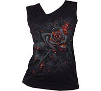 Spiral - Burnt Rose - Gathered Shoulder Slant Vest Black - S
