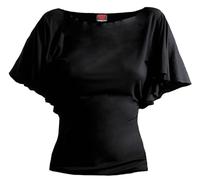 Spiral Direct Women's Gothic Elegance - Boat Neck Bat Sleeve Top Black Regular Fit T - Shirt, Black (Black 001), 24 (Manufacturer Size:XXL)