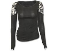 Spiral Direct Women's Gothic Elegance-Shoulder Lace Top Long Sleeve, Black (Black 001), 16 (Size:L)
