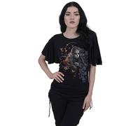 Spiral Direct Women's Gothic Grace Boat Neck Batwing Sleeve Top in Black | Size: 2XL Spiral Direct Black 2XL