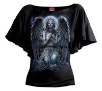 Spiral Direct Women's Grieving Angel Boat Neck Batwing T-Shirt in Black | Size: XL Spiral Direct Black XL