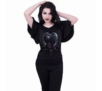 Spiral Direct Women's Raven Heart Boat Neck Top in Black | Size: Medium Spiral Direct Black M
