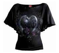 Spiral Direct Women's Raven Heart Boat Neck Top in Black | Size: XL Spiral Direct Black XL