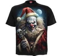 Spiral Direct Women's Santa Clown Back Print Short-Sleeved T-Shirt in Black | Size: Small Spiral Direct Black S