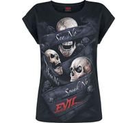 Spiral Direct Women's See No Evil Loose Fit Turn Up T-Shirt in Black | Size: Large Spiral Direct Black L