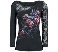 Spiral Dragon Rose Slant Long-sleeved Top black L