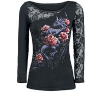 Spiral Dragon Rose Slant Long-sleeved Top black XXL
