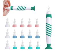 Spiral Ear Cleaner, Flexible Ear Wax Remover, Soft Silicone Removal Tool with 16 PCS Washable Tips, Reusable Earwax Remover for Adults and Kids(Green)