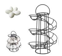 Spiral Egg Skelter Egg Dispenser Rack, Black Metal Storage Eggs Holder for Kitchen, Countertop Organizer, Space-Saving, Eggs Storage Organizer Display Holder Basket for Countertop Kitchen