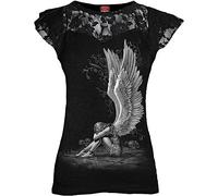 Spiral - Enslaved Angel - Lace Layered Cap Sleeve Top Black - 4XL