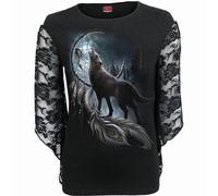 Spiral Direct FROM DARKNESS - Rose Lace Sleeve Top - S - Screen - Screen