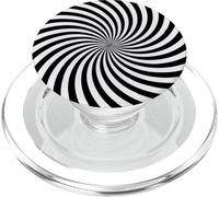 Spiral Fun Optical Illusion Swirl Black and White PopSockets PopGrip for MagSafe