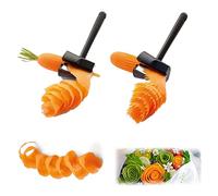Spiral Funnel Flower Roller,Carrot Curler Peeler,Food-Grade Carrot Curler,Vegetable Flower Roller,Spiral Shredder Slicer,Multi-Functional Vegetable Spiral Slicer for Kitchen Decoration (2PC)