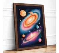 Spiral Galaxies Framed Wall Art Print A1 Walnut