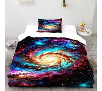 Spiral Galaxy Bedding Set 3D Digital Printing Starry Sky Theme Duvet Cover Set Pillowcase Microfiber Quilt Cover Suitable for Family,couple,children Single（135x200cm）