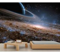 Spiral Galaxy Mural Cosmic Saturn Wall Murals Cosmic Planet Murals Galaxy Starry Sky Space Landscape Wallpaper Space-Themed Mural for Living Room Company Sofa Wall 250 x 175 cm