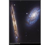 Spiral Galaxy Pair NGC 4302 and NGC 4298 - Hubble Space Telescope Poster - A1 Size - 59.4 x 84.1 cm - Paper Laminated