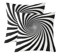 Spiral Geometry Pillow Covers for Couch Sofa Bed Abstract Stripes Art Pillow Covers 3D Modern Simple Style Pillowcase Cushion Case Black White Outdoor Pillow Covers 20"x20",Set of 2