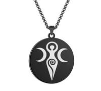Spiral Goddess Pendant Necklace For Women Men Moon Witchcraft Necklace
