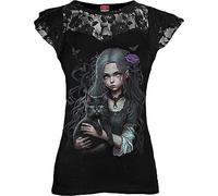 Spiral - Goth Familiar - Lace Layered Cap Sleeve Top Black - XXL
