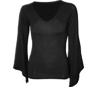 Spiral - Gothic Elegance - V Neck Goth Sleeve Top Black - S