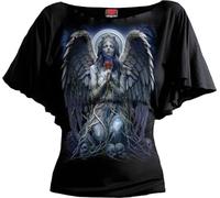 Spiral - Grieving Angel - Boat Neck Bat Sleeve Top Black - 4XL