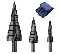 Spiral Grooved Step Drill Bit, M35 High-Speed Steel 4-20mm 4-32mm Cobalt-containing Spiral Pagoda Drill, Drill and Enlarge Hole for Wood Metal Stainless Steel (Cobalt Free Black 3pcs)