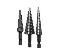 Spiral Grooved Step Drill Bits 3-12mm & 4-12mm & 4-20mm Multi-Hole Bit Set for Wood & Metal Metal Drill Bits for Precise Drilling