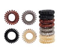 Spiral Hair Bands 8 Piece Set Waterproof Non-Damaging High Elasticity Phone Line Hair Ties Multi-Color Assorted Coil Hair Bands for Girls Women Fashion Hair Accessories No Slip Hair Clips