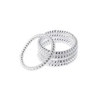 Spiral Hair Tie 10 Pcs Gold/Silver Color Elastic Rubber Telephone Wire Hair Bands Ponytail Holder Accessories(Silver)