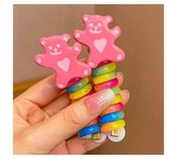 Spiral hair ties 2Pcs Girls Elastic Rubber Bands Children Telephone Wire Hair Ties Spiral Coil Hairbands Hair Rope Ponytail Hair Accessories(Bear)